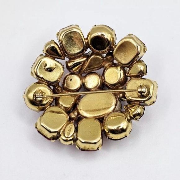 Kramer Vintage 1940s Signed Prong Set Red Rhinestone Brooch Pin Rare - Picture 7 of 8